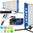 10 FT Mini Portable Pickleball Net Equipment Set - Tennis Net for Driveway Backyard, 2 Pickleball Paddles, 8 Pickleballs and Potable Carry Bag,Pickleball Net for Beginner (Blue)