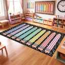 Dunzy 7.6 x 12 ft Large Crayon Classroom Rug Elementary, Back to School Colored Pencils Classroom Decor Educational Area Carpet for Preschool Kindergarten Learning Space Playroom Nursery