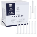 Candle Charisma 100 White Candles - 4" Unscented Paraffin Chime Candles, Smokeless & Dripless, Colored Candles, 1.5 Hours Burn Time 0.4" Thick Taper Candles