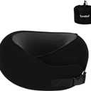 Tuvalud Travel Neck Pillow,360 Surround Support, Memory Foam Travel Pillow with Adjustable Buckle for Airplanes, Cars & Office Naps (Black)