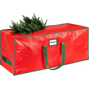HABGP 9 ft Large Christmas Tree Storage, Stores 9 Foot Artificial Xmas Trees, Sturdy Plastic Waterproof Christmas Holiday Tree Bag For Storage Box with Strong Handles & Zipper, Red
