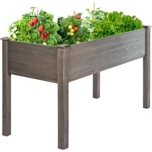 LZRS Raised Garden Bed Outdoor Planter Box with Legs for Herbs, Vegetables, Flowers, Great for Outdoor Patio, Yard and Deck, 220lb Capacity, Grey
