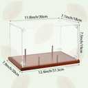Clear Acrylic Football Display Case with Wood Base & Tee, Memorabilia Stand Cube Holder, Dust Protection Transparent Storage Box for Single Ball Souvenir Football Collections