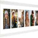 8x26 Collage Frame with 6 Openings 4X6 Pictures, Multiple Picture Frame with Mat, Wall or Tabletop Decor, White Wood Grain (1 Pack)