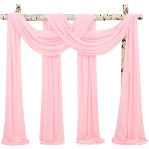 Wedding Arch Draping Fabric,8 Panels 28"x20ft Pink Wedding Arch Drapes for Ceremony Chiffon Fabric Drapes Arbor Drapery Wedding Arch Decorations for Reception Sheer Backdrop Curtains for Party Swag