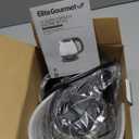 Elite Gourmet EKT1001 Electric 1.0L BPA-Free 1100W Glass Kettle Cordless 360 Base, Stylish Blue LED Interior, Handy Auto Shut-Off Function  Quickly Boil Water For Tea & More, Black