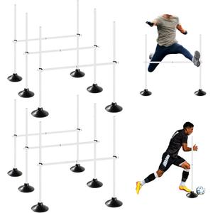 TNZMART 4.9 FT and 3.3 FT White Agility Poles Adjustable Hurdles for Soccer Football Speed Training Equipment Track and Field