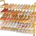 Hoctieon 4 Tier Mesh Style Shoe Rack, Entryway Shoe Shelf, Shoe Storage Organizer, Shoe Rack for Closet, Space Save for Bathroom, Garage, Hallway, Bedroom, Living Room, Gold