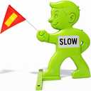 Slow Children At Play Safety Signs for Street, 31 Inch Kids At Play Safety Signs for Street Neighborhoods Schools Driveway, Slow Down Kids At Play Sign with Reflective SLOW Sticker & Warning Flag