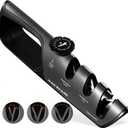 MAD SHARK Knife Sharpener, 6 Adjustable Sharpening Angle, Coarse & Fine Knife Sharpener Tool, Handheld Manual Knives Sharpener for Kitchen Knives, Pocket , Scissors, LARGE, Black