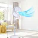 BLACK+DECKER 16" Stand Fan with Pedestal Base, Height Adjustable Pedestal Fan with Remote and Touch Control Panel, Free Standing Fan with 90-Degree Oscillating and 3-Speed Settings, White