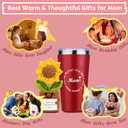 Birthday Gifts for Mom from Daughter Son,Mom Gifts Set w/Handmade Crochet Sunflower & Insulated Tumbler,Cool Women Gifts Ideas for Mothers Day,Unique Presents for Mom,Mommy,Mother in Law (Red)