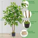 Artificial Ficus Tree 4ft Faux Floor Plant with Woven Basket