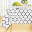 Smiry Rectangle Table Cloth, Waterproof Vinyl Tablecloth with Flannel Backing for Rectangle Tables, Wipeable Spillproof Plastic Tablecloths for Dining, Camping, Indoor and Outdoor (60"x84", White)