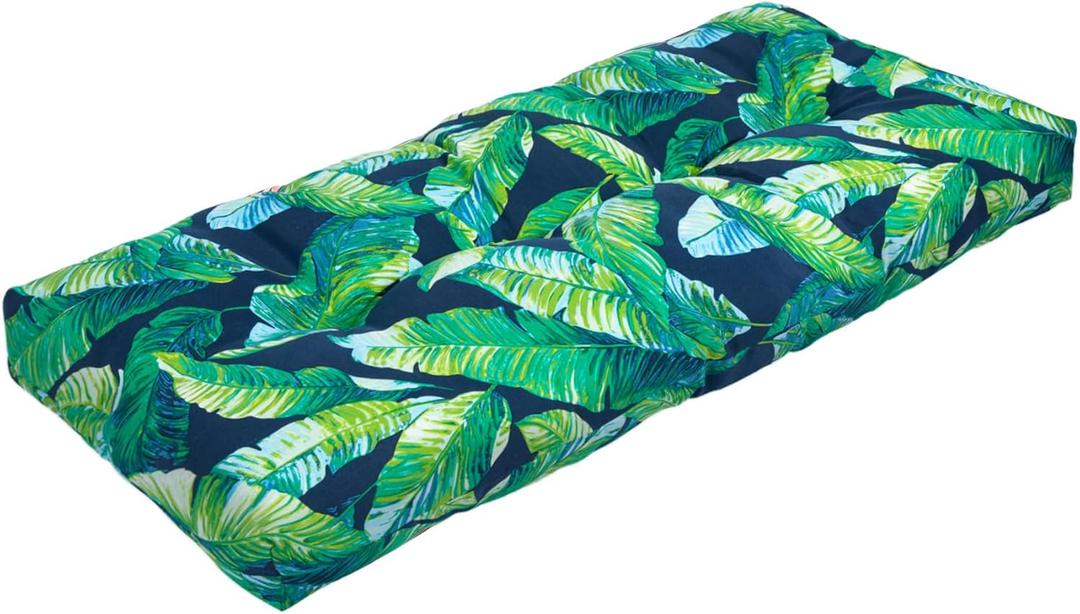Magpie Fabrics Indoor Outdoor Bench Cushion 45"x18", Non-Slip Tufted Long Seat Pads, Patio Loveseat Cushion for Window, Garden, Swing, Settee - Green Lagoon Leaves Magpie Fabrics Indoor Outdoor Bench Cushion 45"x18", Non-Slip Tufted Long Seat Pads, Patio Loveseat Cushion for Window, Garden, Swing, Settee - Green Lagoon Leaves