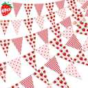 6PCS Strawberry Decor Pennant Banners Red Pink Triangle Flags Garland Berry First Birthday Baby Shower Party Decorations