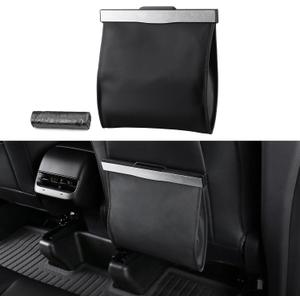 BASENOR 2026 Upgraded Tesla Model Y/3/S/X Cybertruck Trash Can, [Strong Magnetic] [Waterproof] LED Light Garbage Bin Leather Garbage Can, Seat Back Hanging Interior Accessories 2017-2026