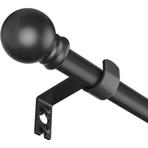 Curtain Rods for Window 32 to 62, Black 5/8 inch Splicing Single Window Curtain Rod Set with Brackets