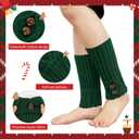 Junely Boot Socks for Women Winter Warm Cable Knit Boot Cuffs Short Leg Warmers Boot Toppers Gifts Red Green (Red)