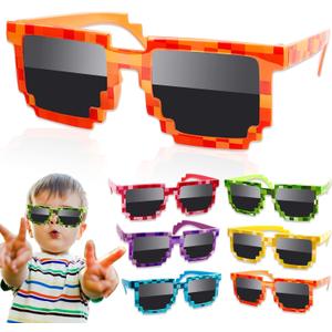 Pixel Sunglasses 12 Pairs Colorful Glasses for Kids and Adults, Party Favors for Birthdays and Game Events