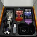 oneisall Professional Dog Grooming Clippers: Cordless Rechargeable Thick Hair Clipper with Detachable Metal Combs, Low Noise Heavy-Duty Pet Clippers for Curly/Fine/Wavy Hair, 676pro (Silver)