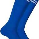 KEUKORZ 3 Pair Blue Athletic Socks Youth Adult Non-Slip Classic Stripes Long Knee-High Baseball Socks Men Women Football Sports