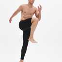 Men's Basketball Single Leg Tight Sports Pants 1/2 One Leg Compression Pants Athletic Base Layer Underwear (Black, XS)