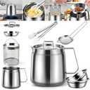 2L Stainless Steel Oil Filter Pot, 2 in 1 Oil Strainer Pot, Bacon Grease Saver with Strainer, Frying Basket, Filter, Mixing Bowls and Clip, Versatile Bacon Grease Container for Kitchen Storing Grease