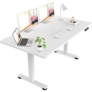 Veken 63x27.6 Inch Large Electric Standing Desk, 4 Memory Heights Adjustable,Sit to Stand Up, Work Home Office Computer Table for Walking Pad, Gifts for Dad, Wooden Desktop Desks, White (White - Simple & Fresh Style)