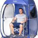 Oversized Pop Up Sports Tent, 47"x47"x63" Clear TPU Weather Pod, Portable Windproof & Rainproof Bubble Shelter for Cold Weather, Ideal for Stadium, Sideline, Soccer Games & Fishing (Blue)