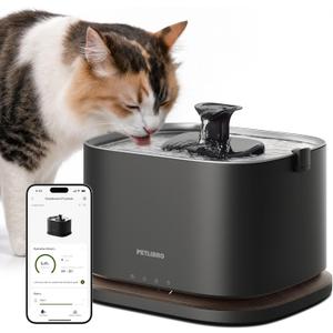 PETLIBRO Cat Water Fountain Stainless Steel Tray, Cordless Cat Fountain Battery Operated, 3L/101oz Pet Water Fountain App Monitoring, Quiet Cat fountains for drinking, Easy Clean 5G WiFi Cat Dispenser