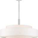 Livex Lighting Fabric Shade 52138-91 Meridian 5 Light Brushed Nickel Pendant