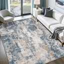 9x12 Area Rug for Living Room: Washable Abstract Rug Modern Neutral Soft Large Indoor Rugs Non Slip Low Pile Carpet for Bedroom Dining Room Office Children's Room(Blue Brown, 9'x12')