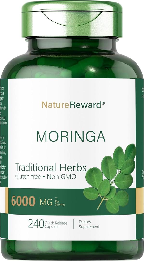 2 x Moringa Oleifera | 240 Capsules | Non-GMO and Gluten Free Supplement | Complete Green Superfood | from Moringa Leaf Powder