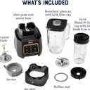 Oster Extreme Mix Blender, 64oz Glass Jar, 3 iBlend Preset Functions, 1600-Watts, 10-Point Blade Stack with Titanium Coating & 24oz Blend-N-Go Cup