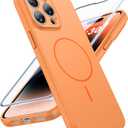FNTCASE for iPhone 14 Pro Max Case Orange: [Compatible with Magsafe] Solid Matte 14 Pro Max Magnetic Phone Cover with [Full Camera Protection] [Screen Protector] Military Grade Shockproof Protective