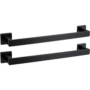 20 Inch Towel Bar 2 Pack for Bathrooms 20 Inch Stainless Steel 304 Brushed Nickel Towel Holder Modern Square Towel Rod Rustproof Wall Mount (2, Matte Black, 20 Inch)