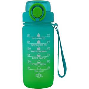 ZZT 20 oz Water Bottles with Time Marker to Drink and Straw, Motivational Words Water Bottle, Leakproof,Sports Water Bottle for Gym and Outdoor Activity (Green)