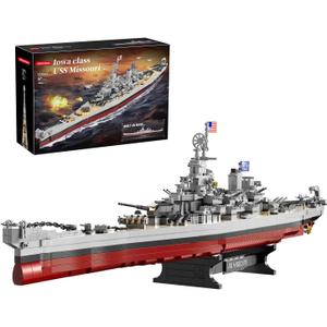 Military Series World War II Battleship Building Kit, 2228 Pieces USS Missouri Compatible with Lego Military Army Set for Adults WW2, Toy Gift Boat Building Block for Teens Age 14+ Model Home Decor