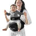 Baby Hip Carrier, GROWNSY Supportive Hip Carrier with Safety Belt for Baby Toddler Up to 50lbs, Large Capacity Pockets, Adjustable Waistband for Different People, Black