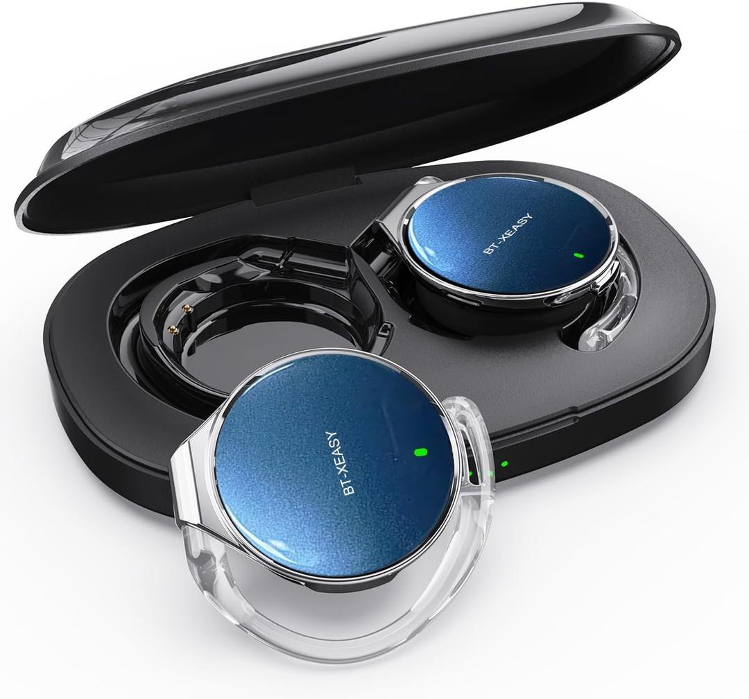 Micool On Ear Bluetooth Headphones, Open-Ear Headphones Wireless with 4-Mic ENC for Crystal Clear Calls, 52H Total Battery, Dual Device, Sport Clip On Headset for Running & Travel (Black-Blue)