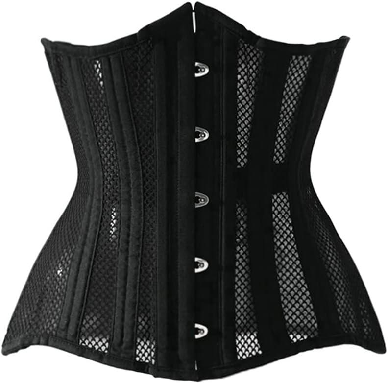 Women Heavy Spiral 26 Steel Boned Underbust Corset Satin Heavy Duty Waist Training Shaper Cincher (3X-Large, 12.4 Inch Black)