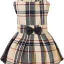 PUPTECK Classic Plaid Dog Dress Cute Puppy Clothes Outfit (Large)