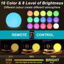 10-in Solar Globe Light, Solar Garden Ball Light Outdoor w/Remote, 16 RGB Color 4 Modes Glowing Ball, Waterproof Smart Light Sensor Control Outdoor Orb Lamp w/Ground Stake for Pathway Patio Yard Party