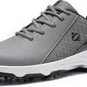 FENLERN Golf Shoes for Men Waterproof Wide Spiked Non Slip Lightweight Golf Sneakers with Leather Upper Air Cushion