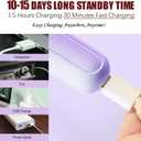 Heated Eyelash Curler with Comb, USBC Rechargeable Electric Lash Wand, 3 Heat Levels 65/75/85C (Purple)