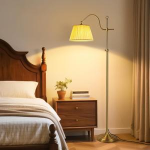 Bright 12W LED Floor Lamps with Smart Remote and Bluetooth,Adjustable Brightness and Color, Gold Brass Boho Mid Century Home Decor,Living Room Sofa Corner Bedroom Bedside Reading Standing Tall Lights