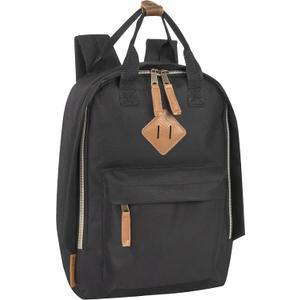 MADISON & DAKOTA Canvas Mini Backpack for Everyday & Day Pack Rucksack in Solid Color Blocks (Black)
