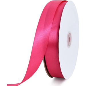 TONIFUL 1 Inch x 100yds Shocking Pink Satin Ribbon, Thin Solid Color Satin Ribbon for Gift Wrapping, Crafts, Hair Bows Making, Wedding Party Decoration, Invitation Cards, Floral Bouquets