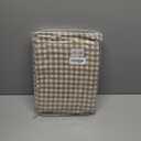 Taupe Gingham Ruffle Duvet Cover Queen Size 3 Piece Cotton Brown Plaid Comforter Cover, Ruffled Shabby Chic Checkered Bedding Set with Zipper Closure & Corner Ties(Comforter Not Included)